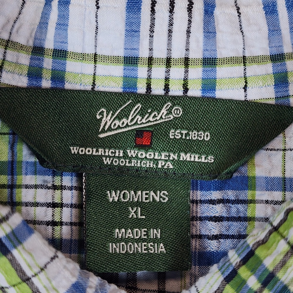 Woolrich Womens XL Coastal Preppy Outdoor Travel Plaid Roll Tab Shirt XL - Picture 12 of 16
